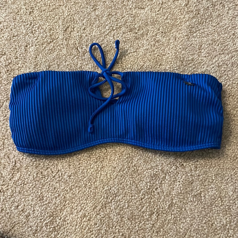 blue hollister bandeau bikini top